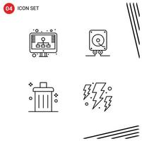 4 Creative Icons Modern Signs and Symbols of diagram cancel storage computing garbage Editable Vector Design Elements