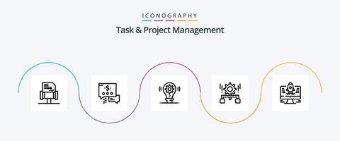 paquete de iconos de la línea 5 de gestión de tareas y proyectos que incluye la configuración. engranaje . configuración configuración vector