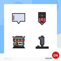 Set of 4 Modern UI Icons Symbols Signs for bubble market store badge stripe store Editable Vector Design Elements