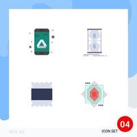 conjunto moderno de 4 iconos planos pictograma de almacenamiento de diseño de aplicaciones elementos de diseño vectorial editables de núcleo temprano vector