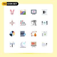 Set of 16 Modern UI Icons Symbols Signs for scale arrow video movie strip filmstrip Editable Pack of Creative Vector Design Elements