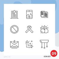 Modern Set of 9 Outlines and symbols such as ui garbage file deny shareit Editable Vector Design Elements