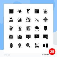 25 Thematic Vector Solid Glyphs and Editable Symbols of cup php science development coding Editable Vector Design Elements