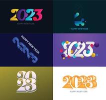 gran conjunto de 2023 feliz año nuevo diseño de texto de logotipo plantilla de diseño de número 2023 vector