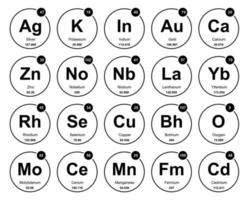 diseño de paquete de iconos de 20 tablas preiodicas de los elementos vector