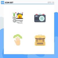 Modern Set of 4 Flat Icons Pictograph of house keys hand real estate summer multiple touch Editable Vector Design Elements