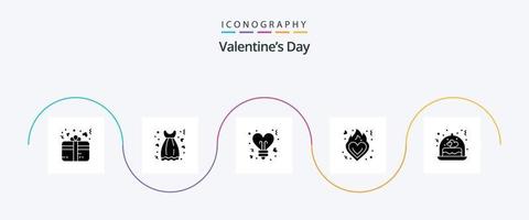 Valentines Day Glyph 5 Icon Pack Including cake. valentine. love. love. valentines vector