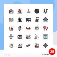 25 Thematic Vector Filled line Flat Colors and Editable Symbols of jewelry laptop stamp hardware devices Editable Vector Design Elements