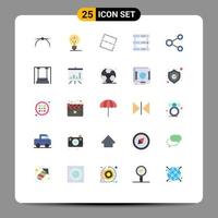 25 User Interface Flat Color Pack of modern Signs and Symbols of sharing link photo connect multimedia Editable Vector Design Elements