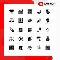 Modern Set of 25 Solid Glyphs Pictograph of theater masks house acting hand Editable Vector Design Elements