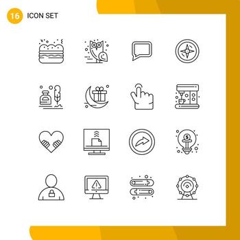 Editable Vector Line Pack of 16 Simple Outlines of office fur comment erite location Editable Vector Design Elements