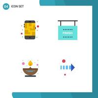 Modern Set of 4 Flat Icons and symbols such as map flame route game oil Editable Vector Design Elements