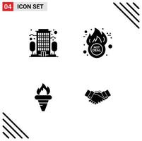 Solid Glyph Pack of 4 Universal Symbols of building greece cyber hot deal olympic Editable Vector Design Elements