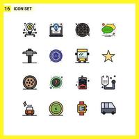 16 User Interface Flat Color Filled Line Pack of modern Signs and Symbols of internet miner waffle text notification Editable Creative Vector Design Elements