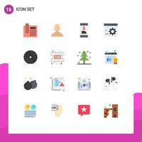 Pictogram Set of 16 Simple Flat Colors of disc development contact develop browser Editable Pack of Creative Vector Design Elements