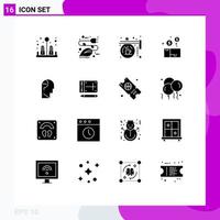 Set of 16 Modern UI Icons Symbols Signs for product box board money sign Editable Vector Design Elements