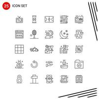 25 Thematic Vector Lines and Editable Symbols of chart marketing sand laws business Editable Vector Design Elements