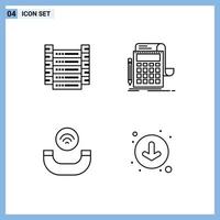 4 Thematic Vector Filledline Flat Colors and Editable Symbols of big data call servers banking ring Editable Vector Design Elements