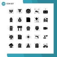 Universal Icon Symbols Group of 25 Modern Solid Glyphs of mail processing on off file switch Editable Vector Design Elements