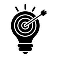 A glyph design icon of idea target vector