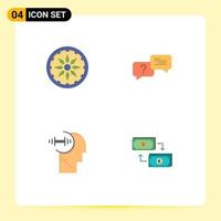 Mobile Interface Flat Icon Set of 4 Pictograms of circle daubbell chat message exchange Editable Vector Design Elements