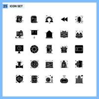 Stock Vector Icon Pack of 25 Line Signs and Symbols for tree rewind cloud reverse arrow Editable Vector Design Elements