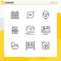 Set of 9 Modern UI Icons Symbols Signs for pool settings chicken gear document Editable Vector Design Elements