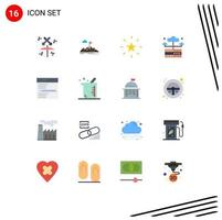 Set of 16 Modern UI Icons Symbols Signs for server hosting mountains database performance Editable Pack of Creative Vector Design Elements