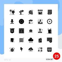 Modern Set of 25 Solid Glyphs and symbols such as online exchange sign buy target Editable Vector Design Elements