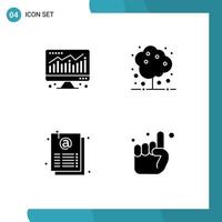Set of 4 Modern UI Icons Symbols Signs for computer page agriculture plant hand Editable Vector Design Elements