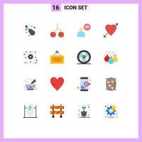 grupo de símbolos de iconos universales de 16 colores planos modernos de configuración desarrollo hombre corazón de san valentín paquete editable de elementos de diseño de vectores creativos
