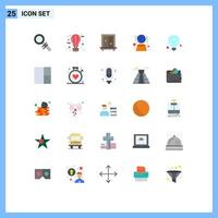 25 User Interface Flat Color Pack of modern Signs and Symbols of idea network window hologram digital Editable Vector Design Elements