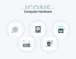 paquete de iconos planos de hardware de computadora 5 diseño de iconos. . tecnología. cerrar. computadora portátil. disco duro vector
