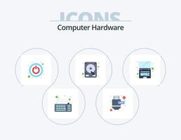 Computer Hardware Flat Icon Pack 5 Icon Design. . technology. shutdown. laptop. hard disk vector