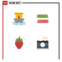 4 Flat Icon concept for Websites Mobile and Apps ship pineapple summer texting photography Editable Vector Design Elements