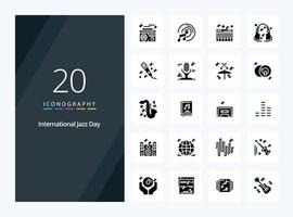 20 International Jazz Day Solid Glyph icon for presentation vector