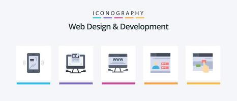 paquete de iconos planos de diseño y desarrollo web 5 que incluye toque. hacer clic. cartelera. seguridad. web. diseño de iconos creativos vector