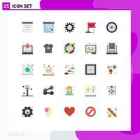 Universal Icon Symbols Group of 25 Modern Flat Colors of laptop target preference multimedia flag Editable Vector Design Elements