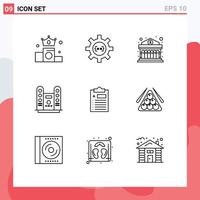 9 Thematic Vector Outlines and Editable Symbols of medical spotlight process concert money Editable Vector Design Elements