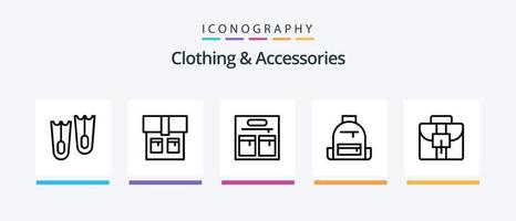 paquete de íconos de la línea 5 de ropa y accesorios que incluye . ropa. cuerpo. bebé. equipaje. diseño de iconos creativos vector