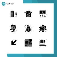 Set of 9 Modern UI Icons Symbols Signs for man hobbies call image video Editable Vector Design Elements