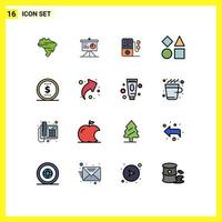 16 iconos creativos signos y símbolos modernos de flecha dinero corazón finanzas formas elementos de diseño de vectores creativos editables