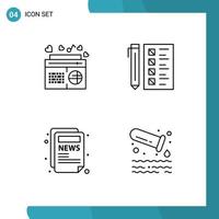 Set of 4 Modern UI Icons Symbols Signs for radio document speaker check blog Editable Vector Design Elements