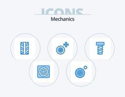Mecánica icono azul paquete 5 diseño de iconos. . . llantas. tornillo. rueda vector