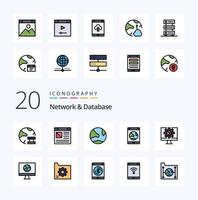 20 Network And Database Line Filled Color icon Pack like internet app website social network vector