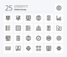 Online Survey 25 Line icon pack including . website . online . vector