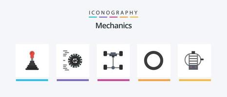 Mechanics Flat 5 Icon Pack Including . chassis. engine. shim. Creative Icons Design vector