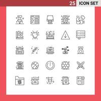 Modern Set of 25 Lines and symbols such as cube puzzle data storage pieces ghost Editable Vector Design Elements