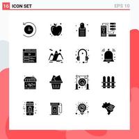 Universal Icon Symbols Group of 16 Modern Solid Glyphs of website video player salon video electronic Editable Vector Design Elements