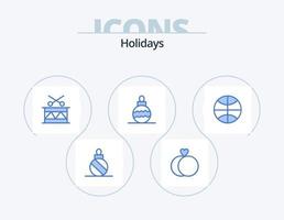 Holidays Blue Icon Pack 5 Icon Design. holiday. christmas. drum. basketball. toy vector